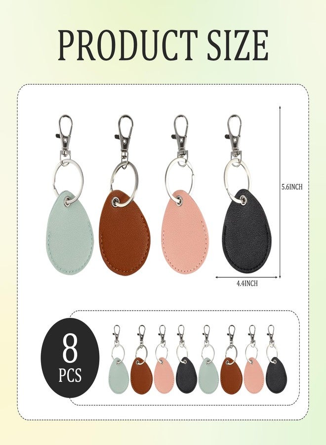 PKRFCJ 8pcs Key Fob Holder,Leather Key Fob Holder, Leather Keychain, Suitable for ID Card Key ID Key Card(Light Green + Pink + Black + Zongzi) - Image 2